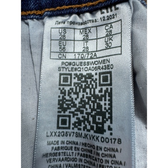 Guess Womens Jeans Rhinestone Embellished High Rise Skinny Distressed Blue Denim - Picture 12 of 15